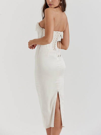 Avelena | Strahlendes Weißes Elegante Sommerkleider Damen