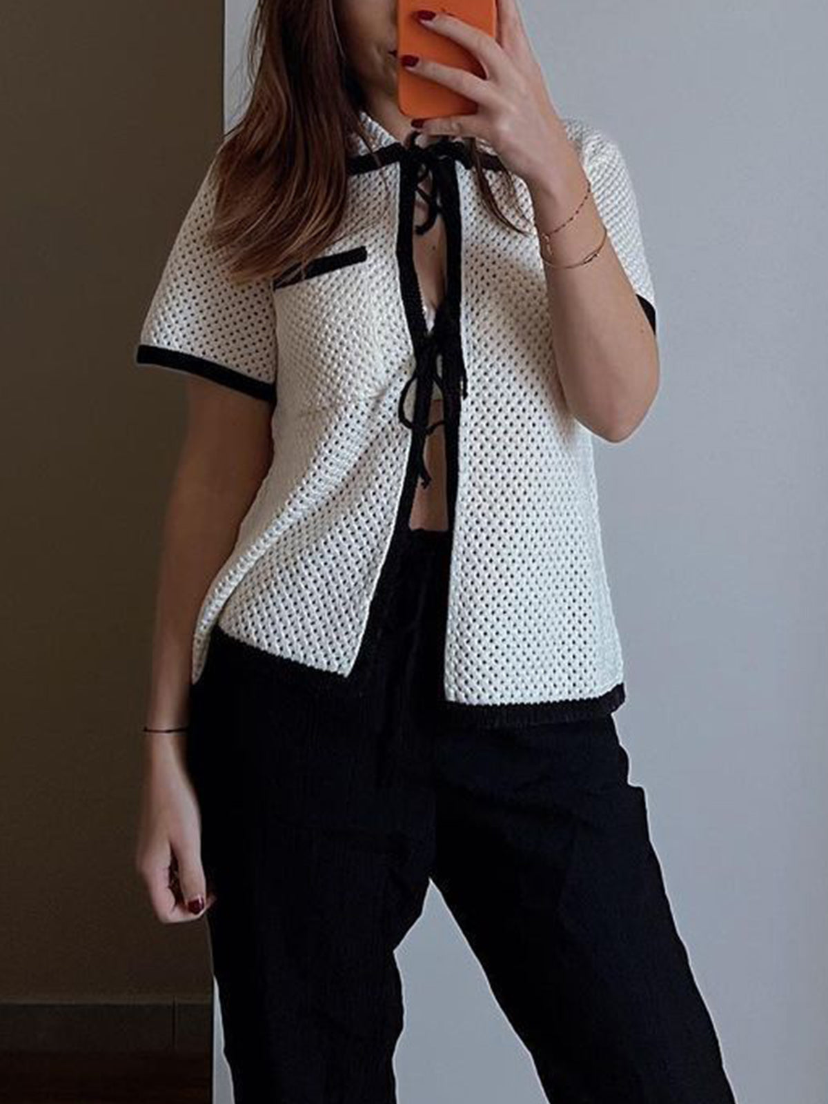 Avelena | Strickjacke mit Ösen Vorne