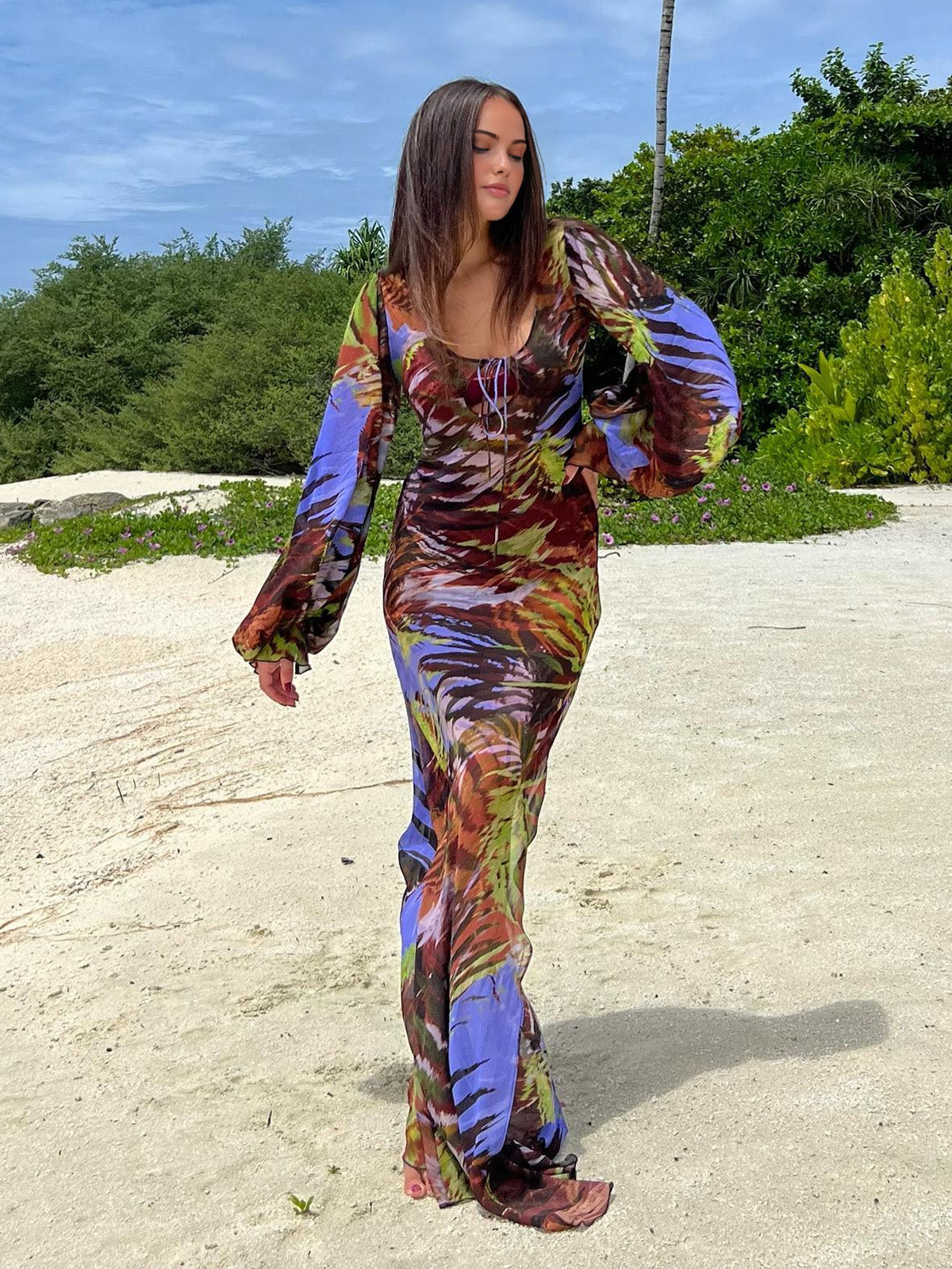 Avelena | Kleid mit Reißverschluss und Bedruckten Ausschnitten