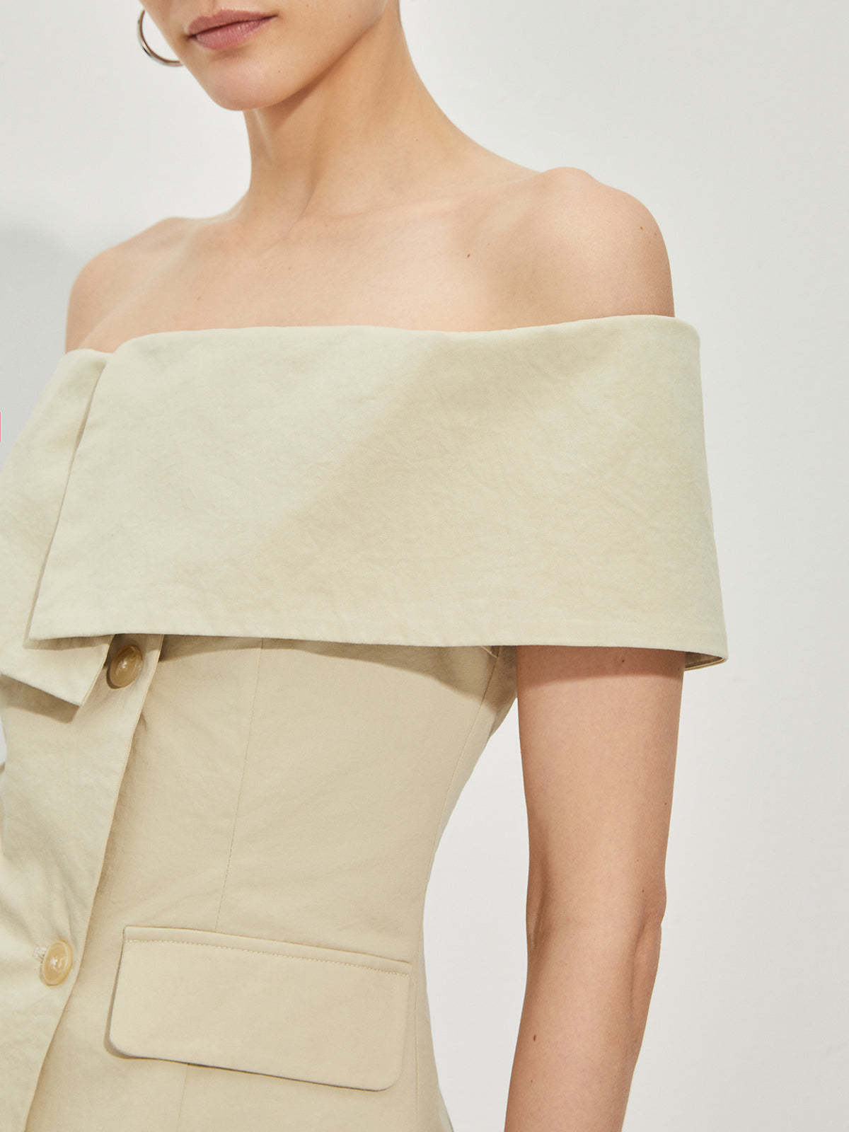 Avelena | Off-Shoulder-Blazer mit Patchwork-Muster