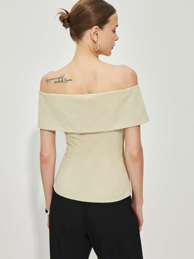 Avelena | Off-Shoulder-Blazer mit Patchwork-Muster