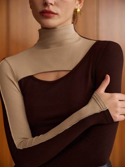 Asymmetrisches Cut-Out Shirt | Modern & Stilvoll | Kontrastdesign