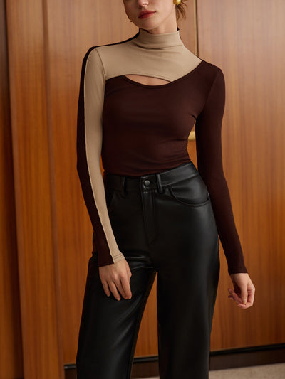 Asymmetrisches Cut-Out Shirt | Modern & Stilvoll | Kontrastdesign