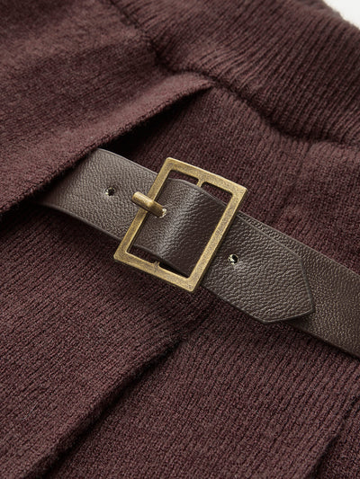 Noa | Falten-Minirock in Strickoptik mit Zierschnalle