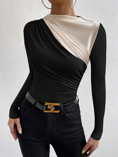 Asymmetrisches Langarmshirt | Modern & Stilvoll | Kontrasteffekt