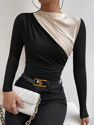 Asymmetrisches Langarmshirt | Modern & Stilvoll | Kontrasteffekt