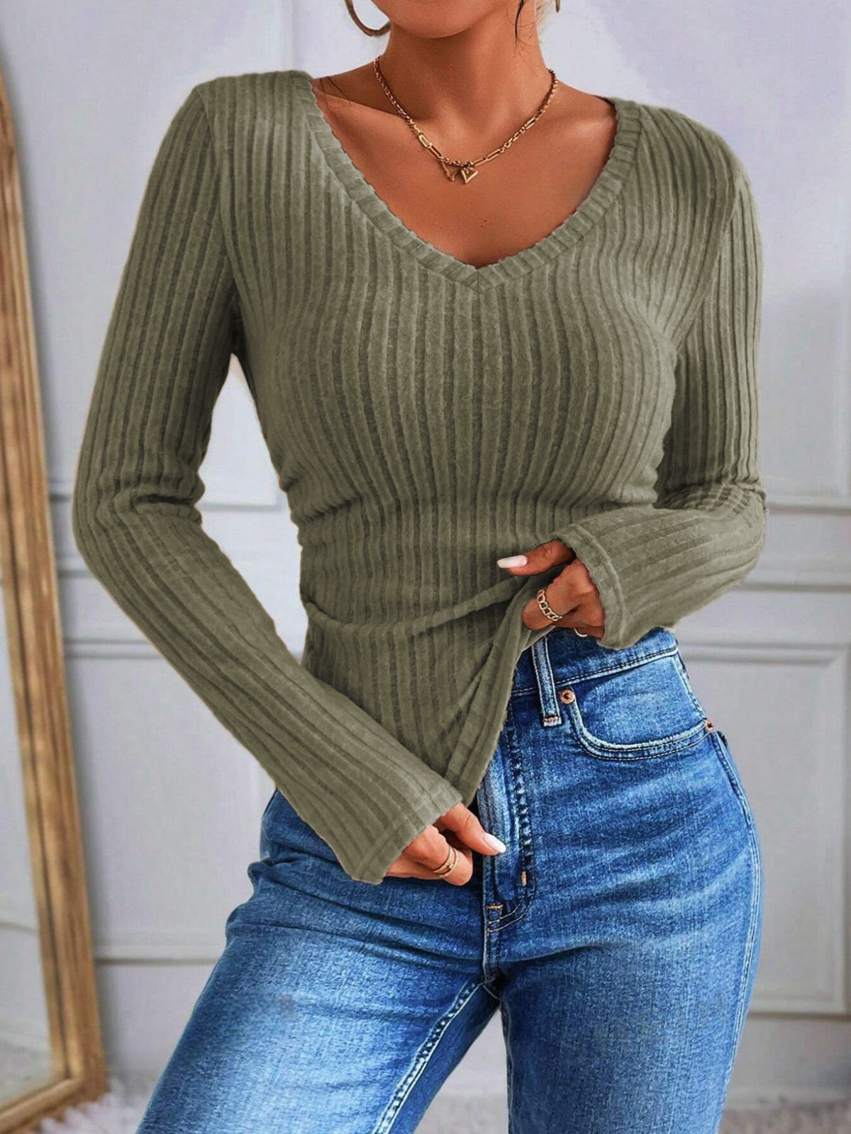 Geripptes Langarmshirt | Schlicht und Elegant | Slim Fit
