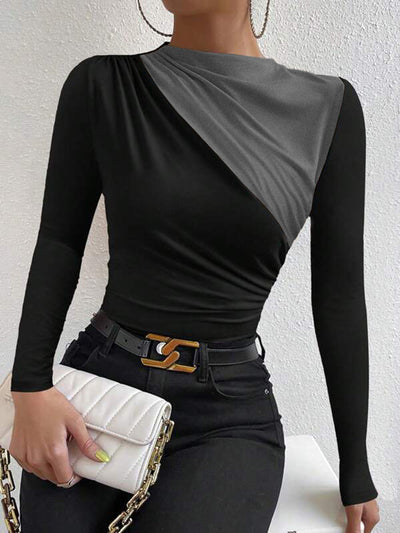 Asymmetrisches Langarmshirt | Modern & Stilvoll | Kontrasteffekt