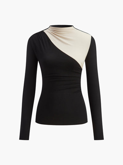 Asymmetrisches Langarmshirt | Modern & Stilvoll | Kontrasteffekt