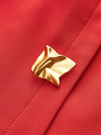 Elegantes Ärmelloses Mini-Kleid mit Falten und Metallknöpfen