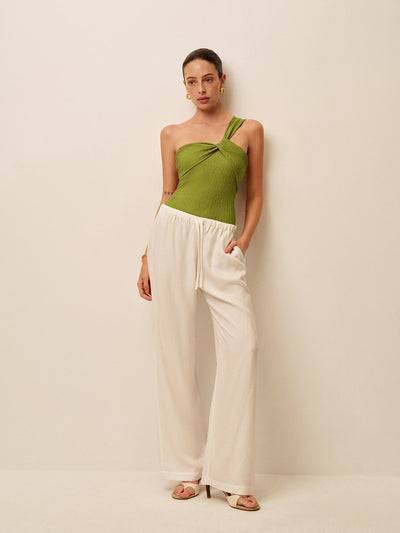 Asymmetrischer Badeanzug mit Twist & Raffung – Figurformend