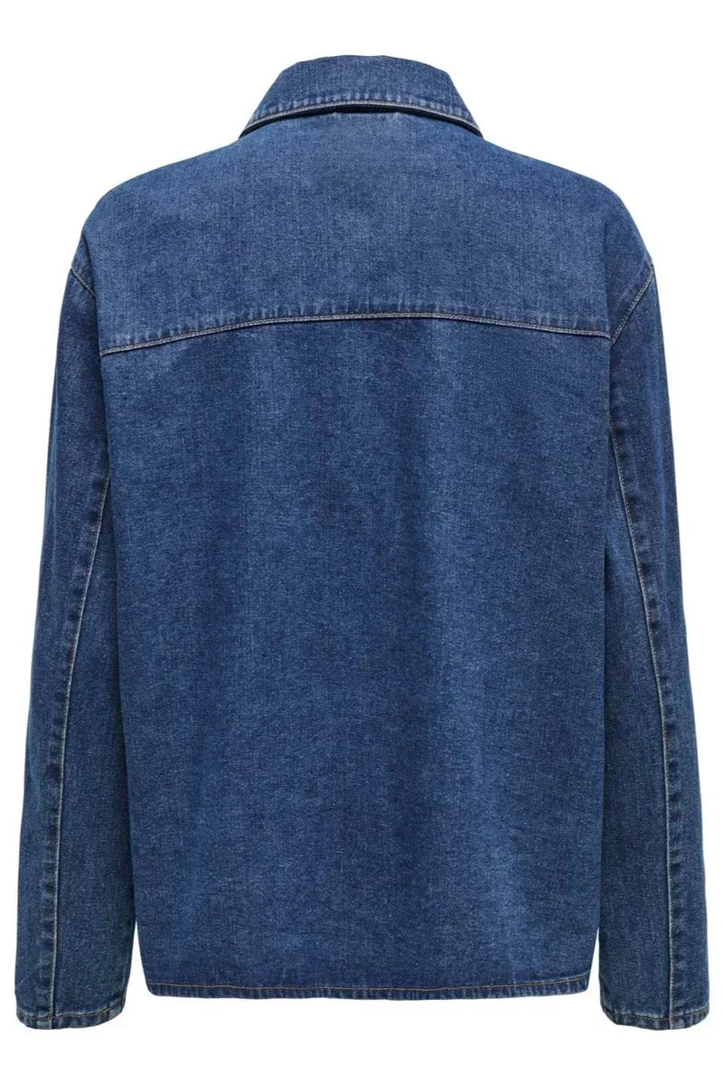 Denim-Jacke mit Schleifenverschluss | Klassischer Schnitt & Taschen-Details | Lässige Eleganz