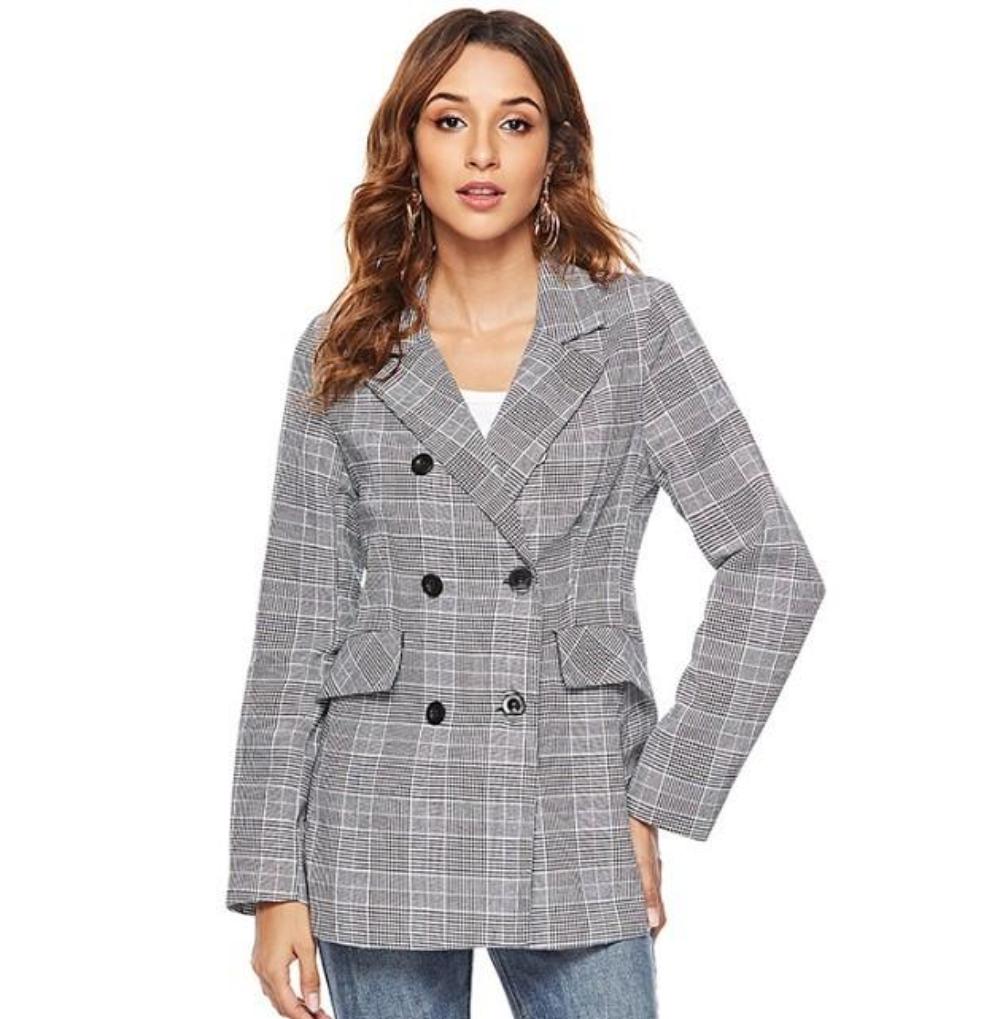 Kariertes Blazer im Doppelreiher-Stil | Modern & Vielseitig | Eleganter Look