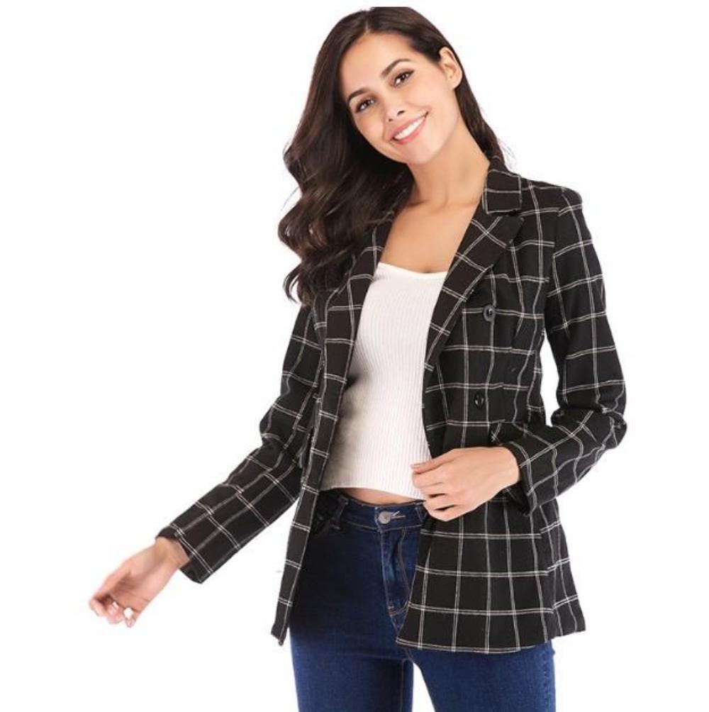 Kariertes Doppelreiher-Blazer | Klassisch & Modern | Vielseitig tragbar