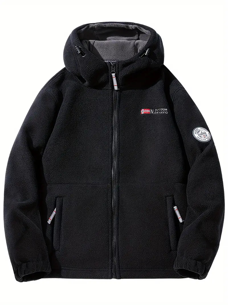Avelena | Outdoor-Fleece Gefütterte Kapuzenjacke für Männer Polyester