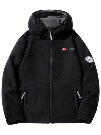Avelena | Outdoor-Fleece Gefütterte Kapuzenjacke für Männer Polyester