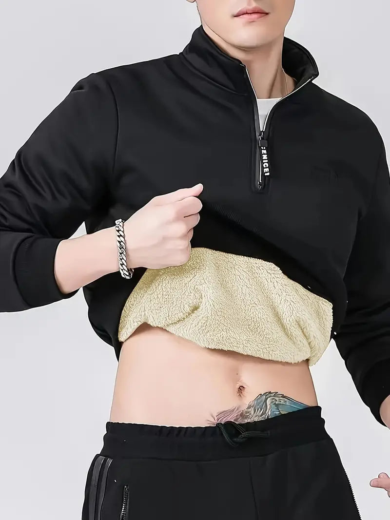 Avelena | Lässiges Fleecegefüttertes Herren Sweatshirt mit Stehkragen