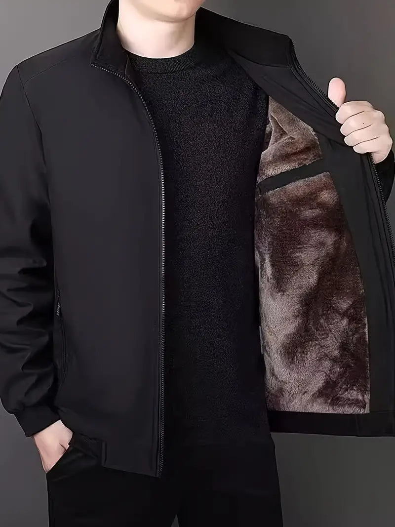 Avelena | Herren Fleecegefütterte Jacke Lässiger, Winddichter Polyester-Mantel