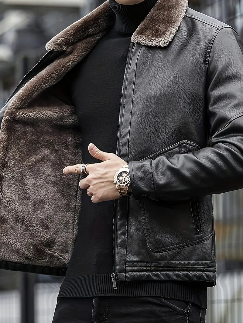 Avelena | Herren Farbblock Fleece Warme Jacke mit Taschen Casual Kordelzug