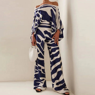 Irene – Elegantes, bedrucktes Off-Shoulder-Zweiteiler-Set