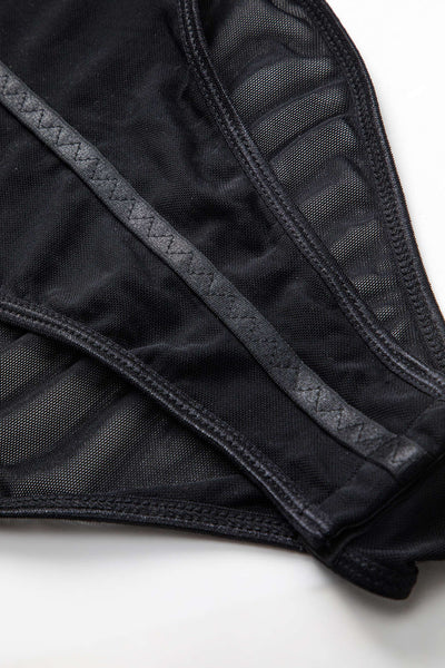 Daisy | Spaghettiträgern Schwarz Verführerischer Mesh-Body mit Bügel-Cups