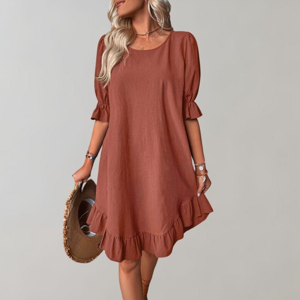 Rüschenkleid mit Puffärmeln | Feminine Eleganz | Luftige Passform