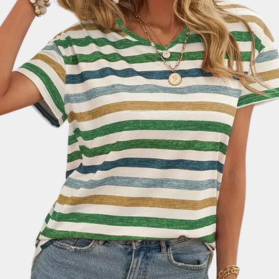 Ciela – Lässiges gestreiftes T-Shirt mit V-Ausschnitt