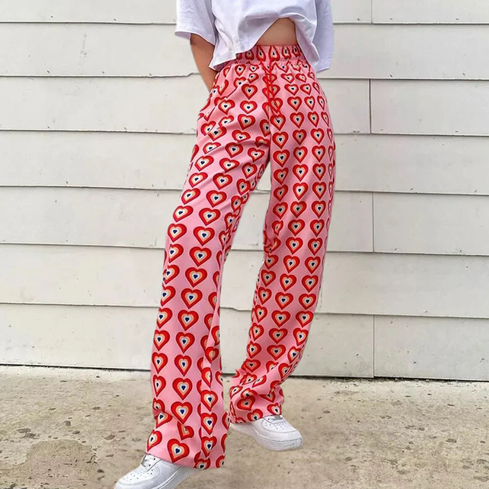 Drearielle – Weite Hose mit Herz-Print