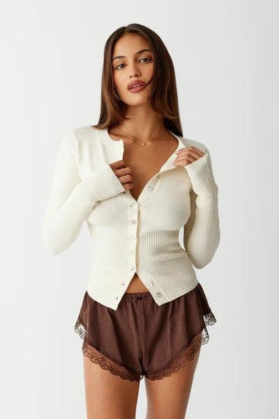 Avelena | Elfenbein Sommer Strickjacke Damen