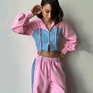 Zweiteiliges Set | Sportlicher Stil | Kontrastfarben