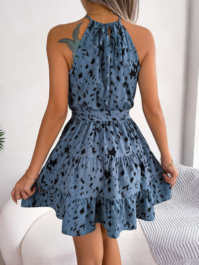 Rüschenkleid mit Leopardenmuster | Halterneck | Sommerlich & Elegant