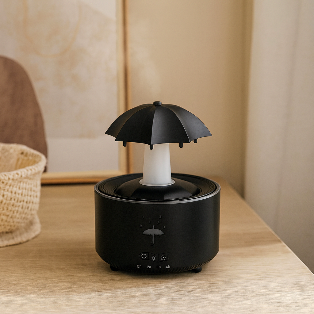 Rotierender Regenschirm-Wassertropfen-Luftbefeuchter mit bunten Nachtlichtern