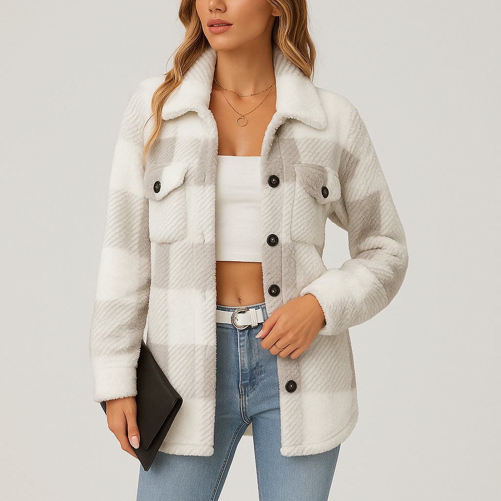 Pauline | Damen Plüsch Fleece Winterjacke