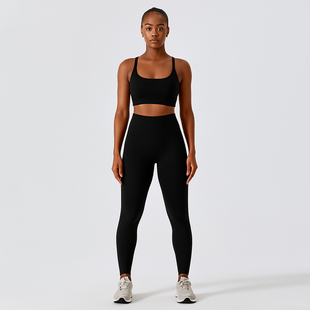 Nahtloses Yoga- und Pilates-Set für Damen – Sport-BH, Shorts mit hoher Taille und Leggings