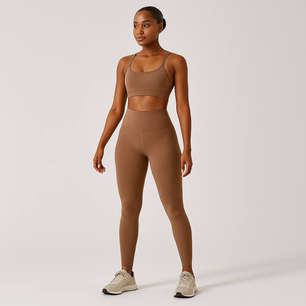 Nahtloses Yoga- und Pilates-Set für Damen – Sport-BH, Shorts mit hoher Taille und Leggings