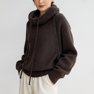 Strick-Hoodie mit Relaxed Fit – Weiter Rollkragen – Lässige Eleganz für jeden Tag