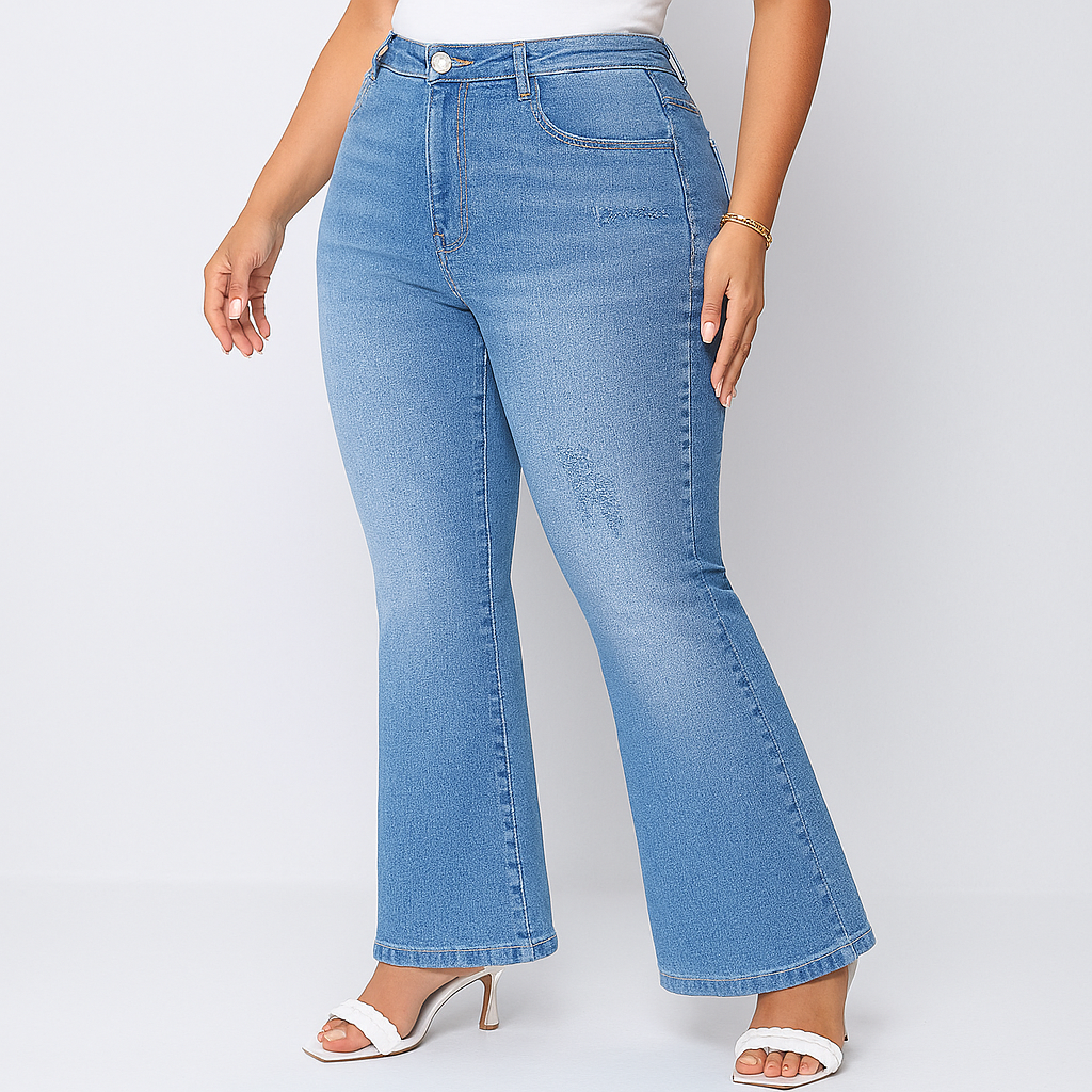Marie – Damen-Jeans mit hohem Bund und Schlag – Klassische Passform aus Stretch-Denim