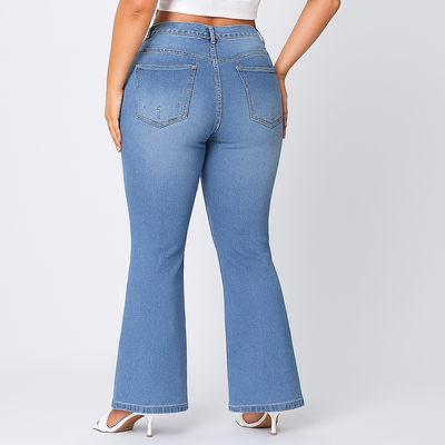 Marie – Damen-Jeans mit hohem Bund und Schlag – Klassische Passform aus Stretch-Denim