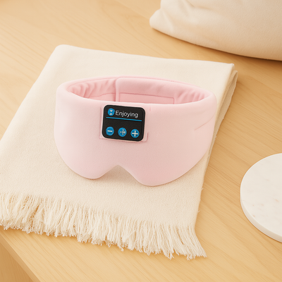 3D Musik-Schlafmaske – Eisfaser, Null-Druck, 100 % Lichtblockierung mit Kopfhörern & Etui