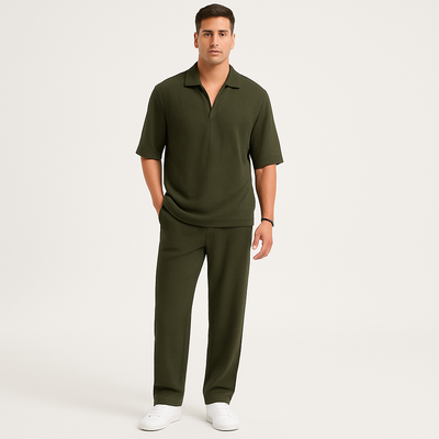 Herren-Zweiteiler – Stilvolles Casual-Outfit mit Langarmshirt und passender Hose