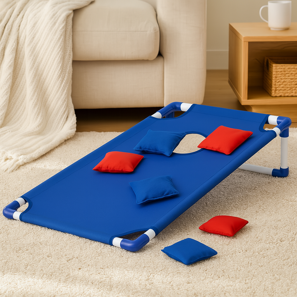 Bohnensack-Wurfspiel – Faltbares Rasenspiel mit 6 Bohnensäcken für Kinder und Erwachsene