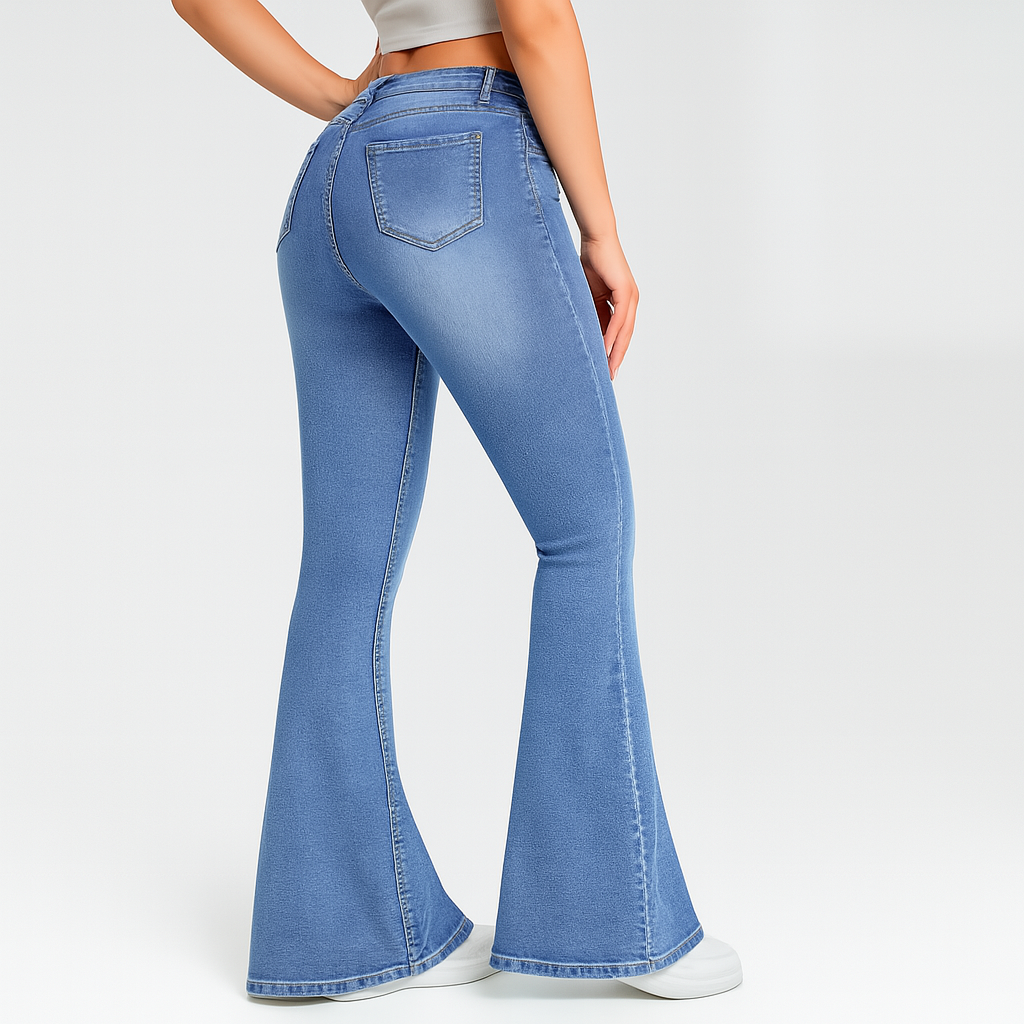 Noa – Damen-Schlagjeans mit hohem Bund – Skinny Fit, einfarbig, extra lang