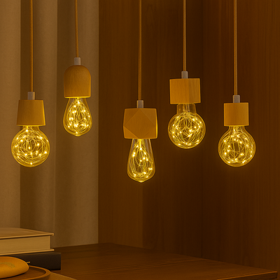 Elmora – Handgefertigte Holzpendellampe mit natürlicher warmer Ausstrahlung und zeitloser Charme