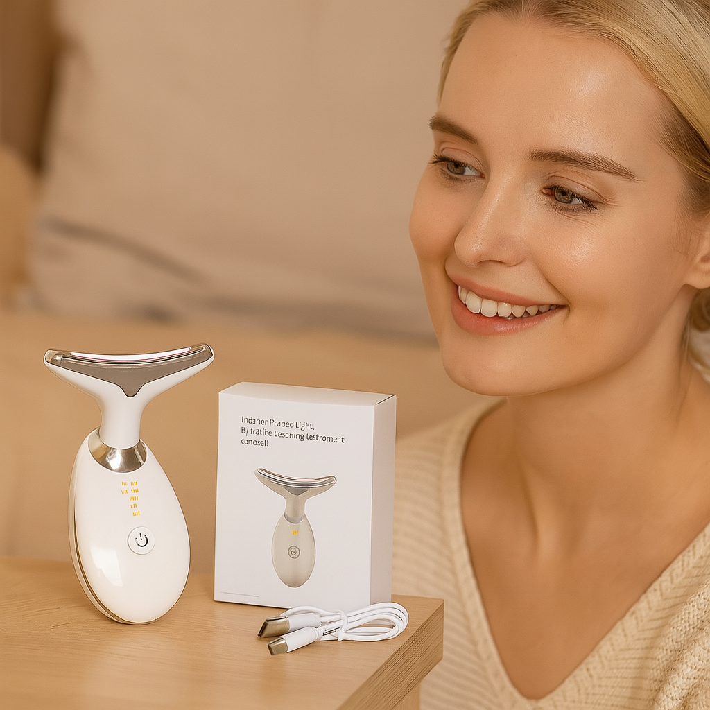 GlowLift – Anti-Falten Gesichtsstraffungs-Massagegerät mit LED-Lichttherapie für Gesicht und Hals