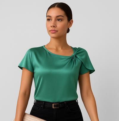 Lena – Moderne, elegante Schulterbluse mit Knoten-Details