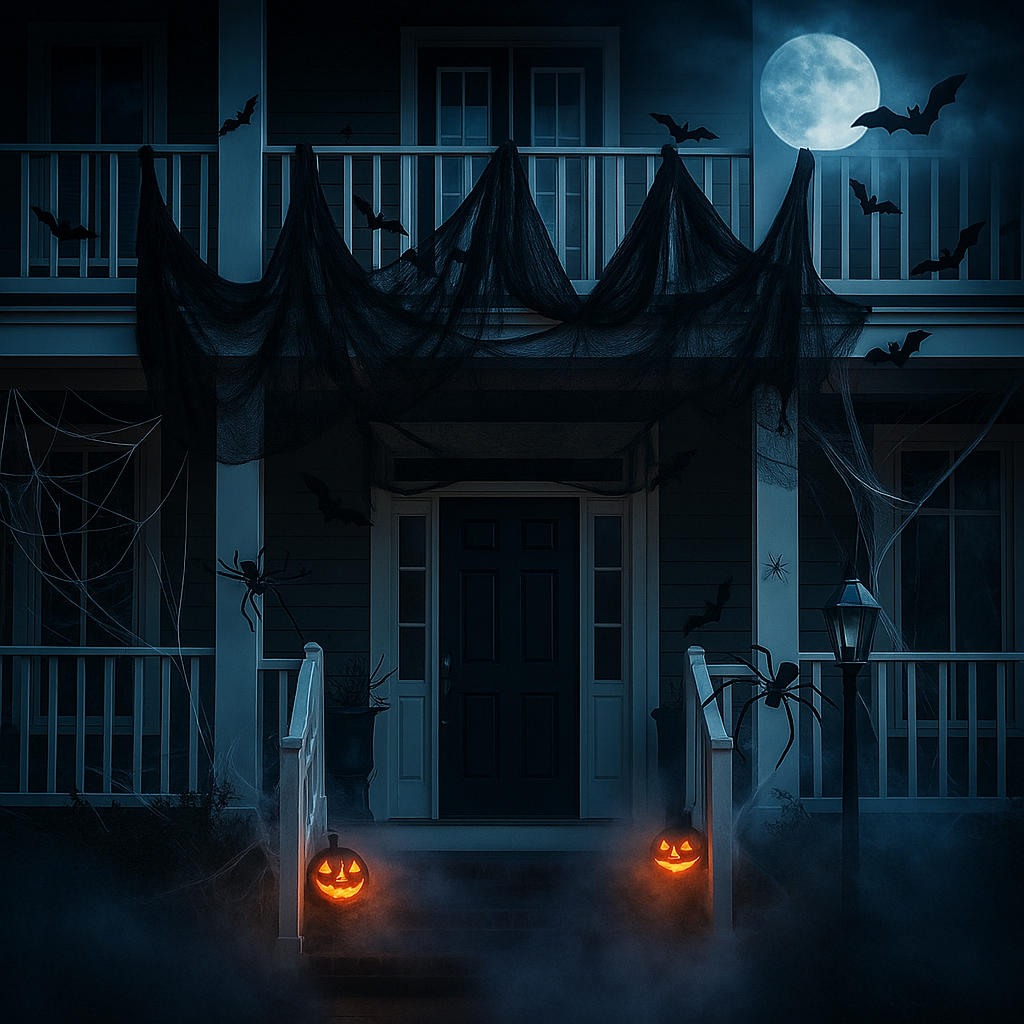 PhantomWeb Halloween Spinnennetz – Schwarzes Polyester für Innen & Außen