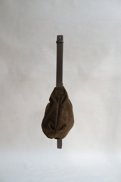 Vintage Schwarze Suedette Dumpling Tasche – Vegane Schultertasche