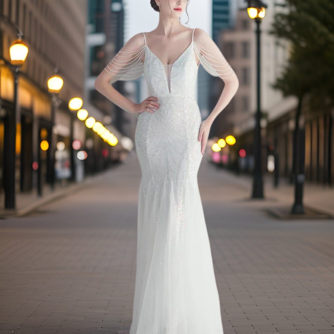Avelena | Elegantes Perlen Abendkleid