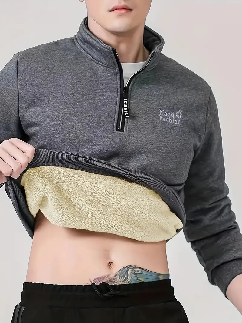 Avelena | Lässiges Fleecegefüttertes Herren Sweatshirt mit Stehkragen
