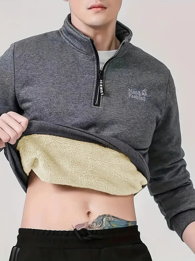 Avelena | Lässiges Fleecegefüttertes Herren Sweatshirt mit Stehkragen